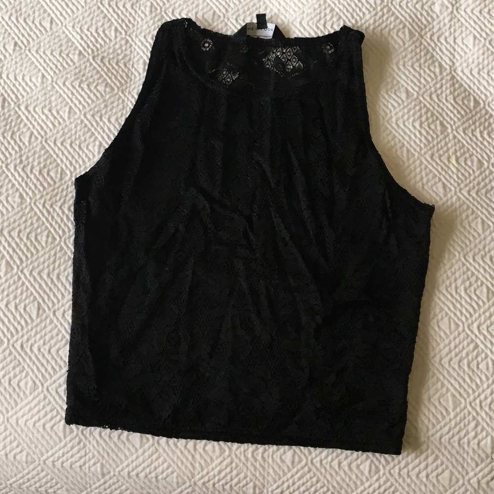 Asos lace high neck crop top